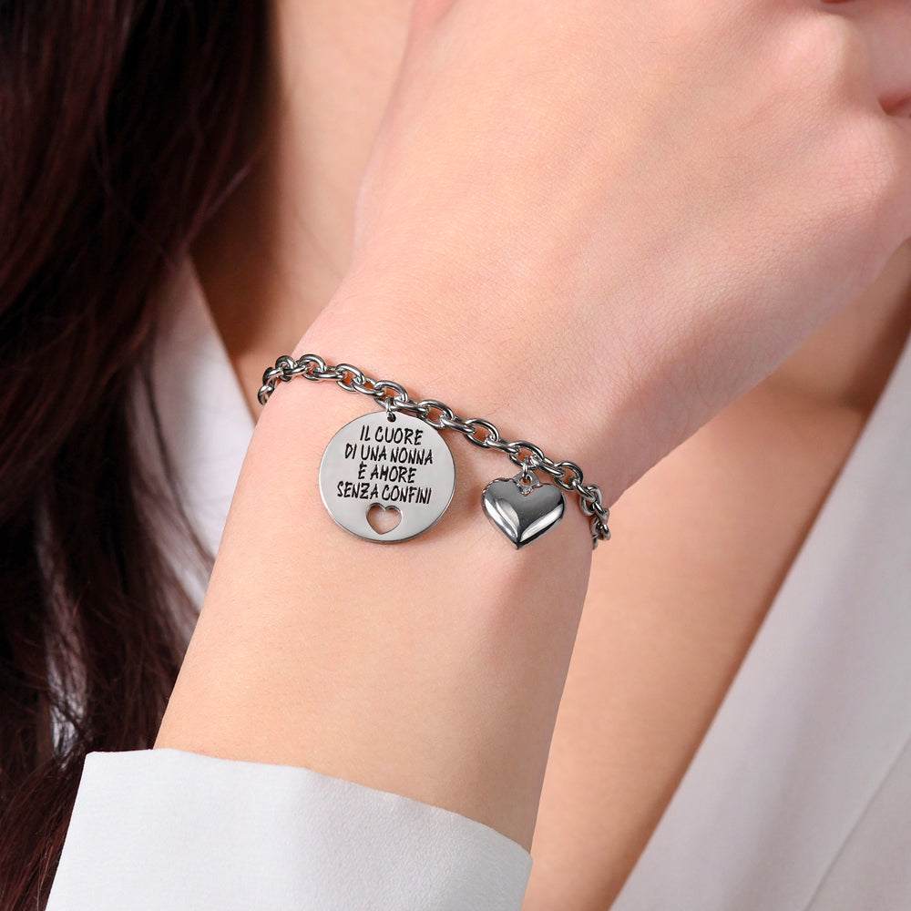 PULSERA DE ACERO PARA MUJER EL CORAZÓN DE UNA ABUELA