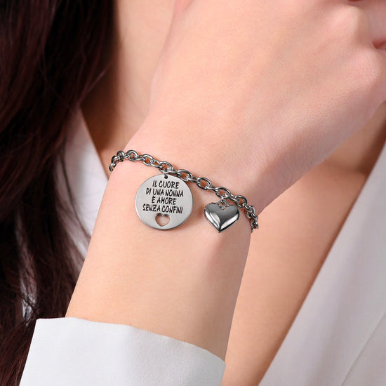 PULSERA DE ACERO PARA MUJER EL CORAZÓN DE UNA ABUELA
