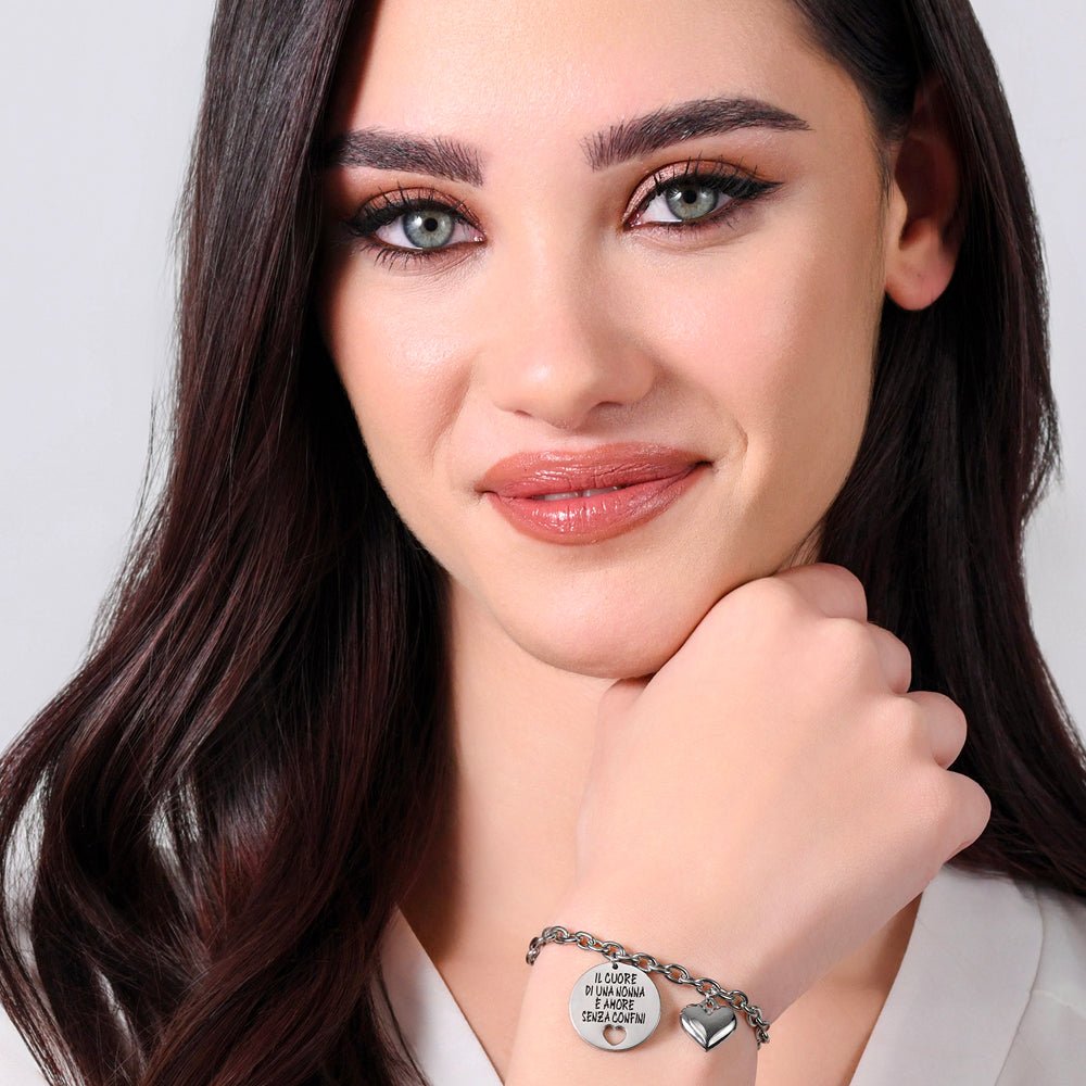PULSERA DE ACERO PARA MUJER EL CORAZÓN DE UNA ABUELA