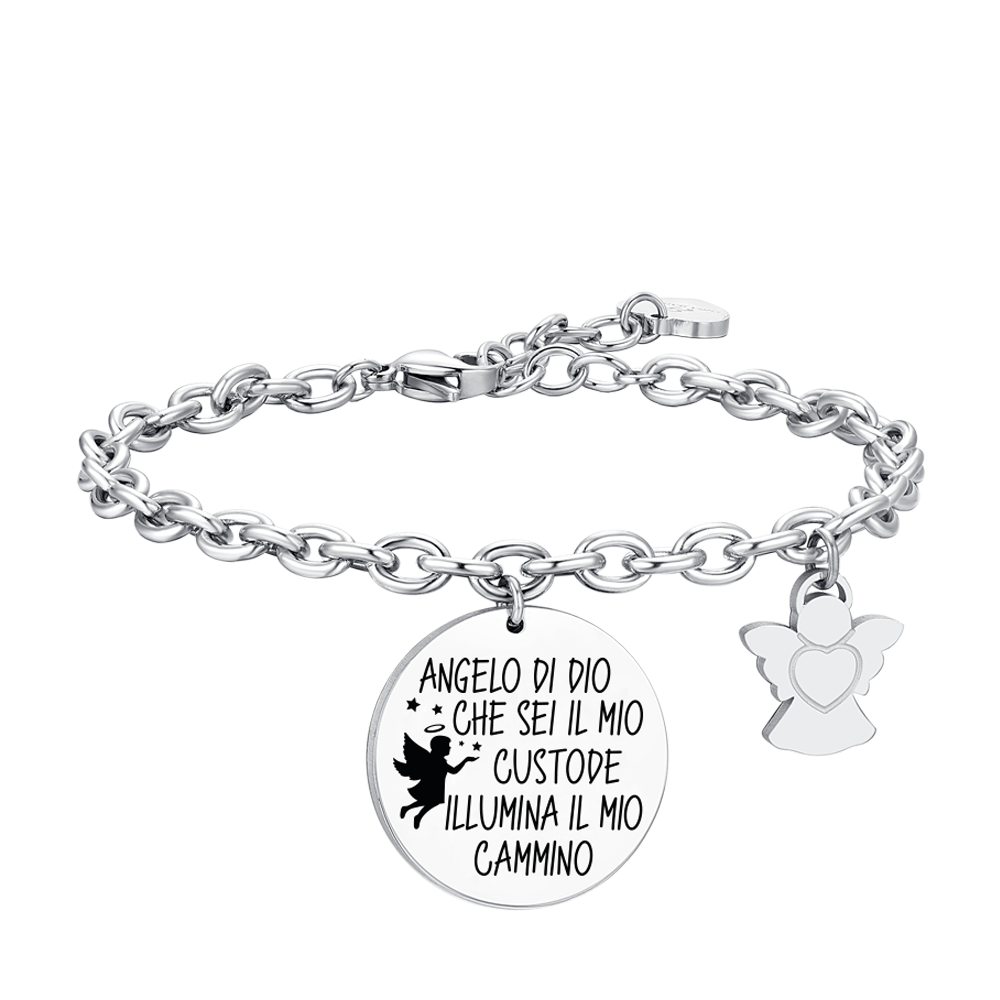 PULSERA DE ACERO PARA MUJER CON COLGANTE DE ÁNGEL