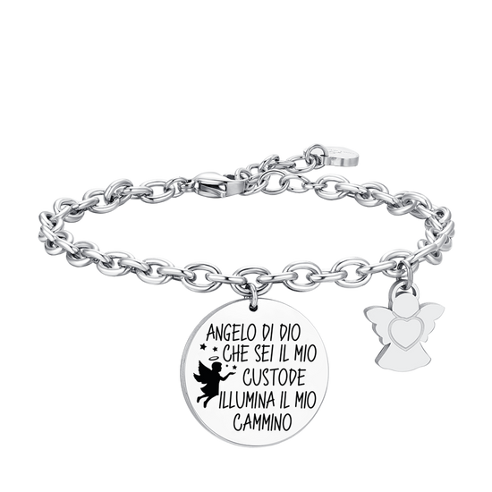 PULSERA DE ACERO PARA MUJER CON COLGANTE DE ÁNGEL