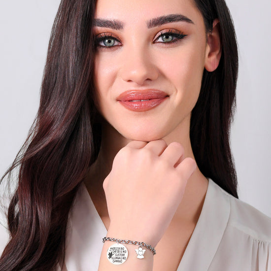 PULSERA DE ACERO PARA MUJER CON COLGANTE DE ÁNGEL