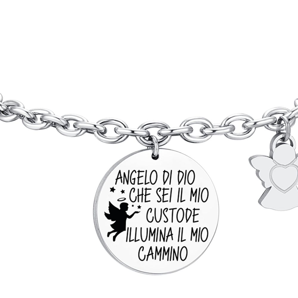 PULSERA DE ACERO PARA MUJER CON COLGANTE DE ÁNGEL