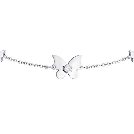 PULSERA DE MUJER DE ACERO CON MARIPOSA Y CIRCONITA