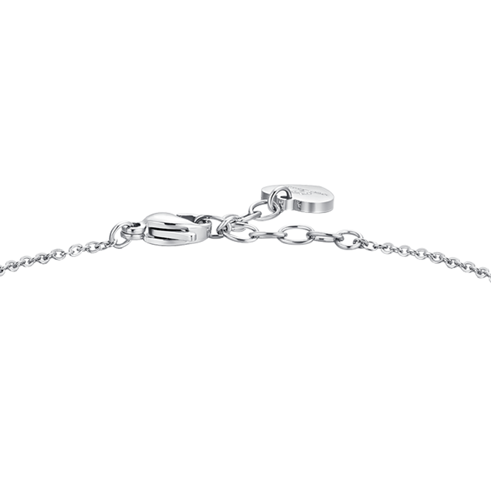 PULSERA DE MUJER DE ACERO TRÉBOL DE CUATRO HOJAS Y CIRCONITA