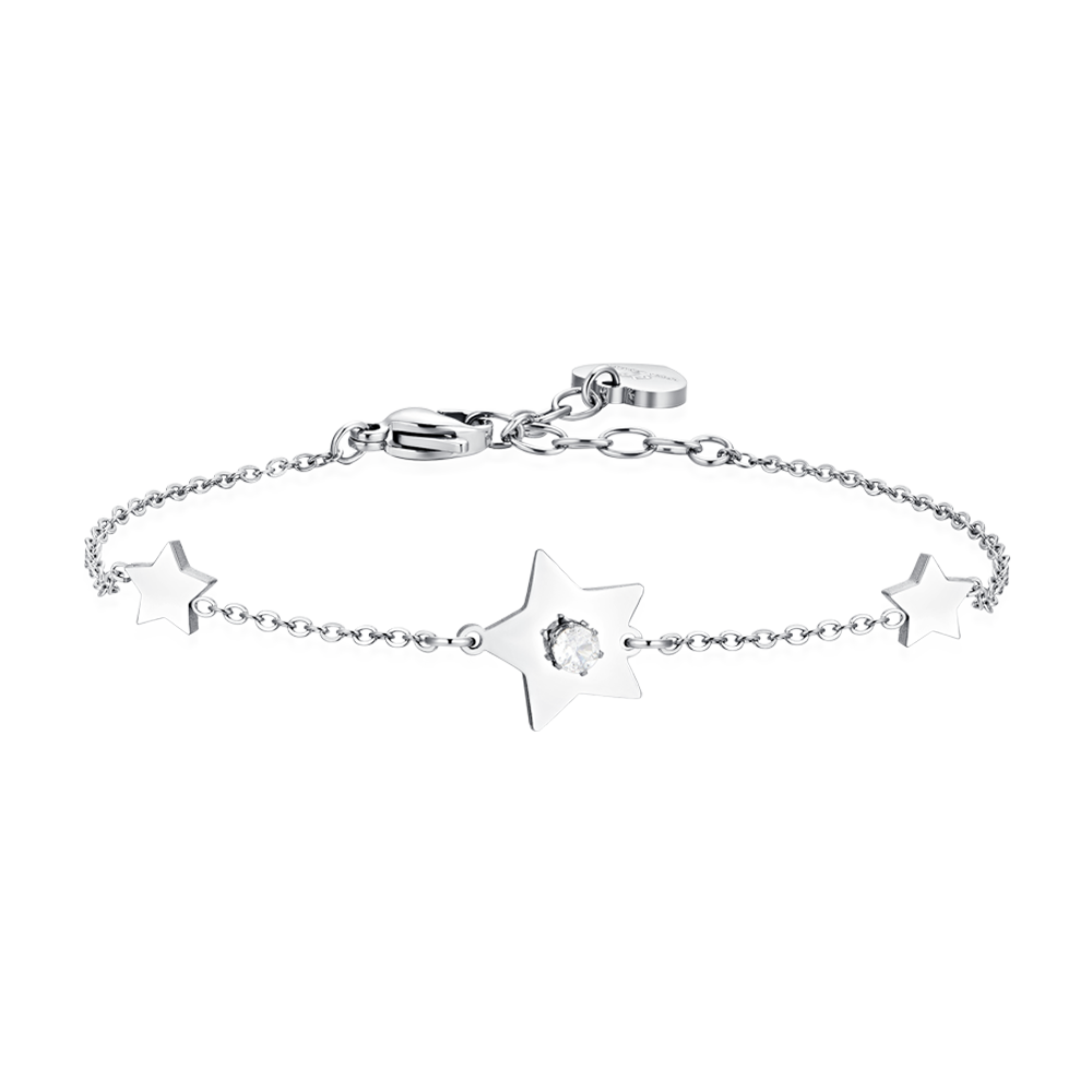 PULSERA DE ACERO ESTRELLAS Y CIRCONITAS PARA MUJER