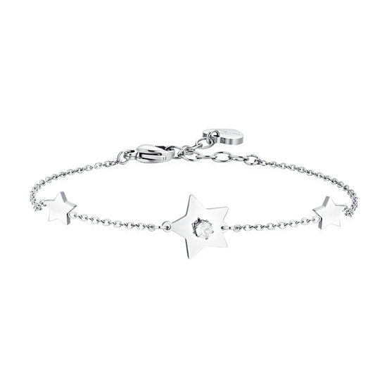 PULSERA DE ACERO ESTRELLAS Y CIRCONITAS PARA MUJER