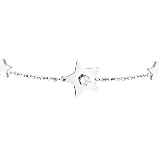 PULSERA DE ACERO ESTRELLAS Y CIRCONITAS PARA MUJER