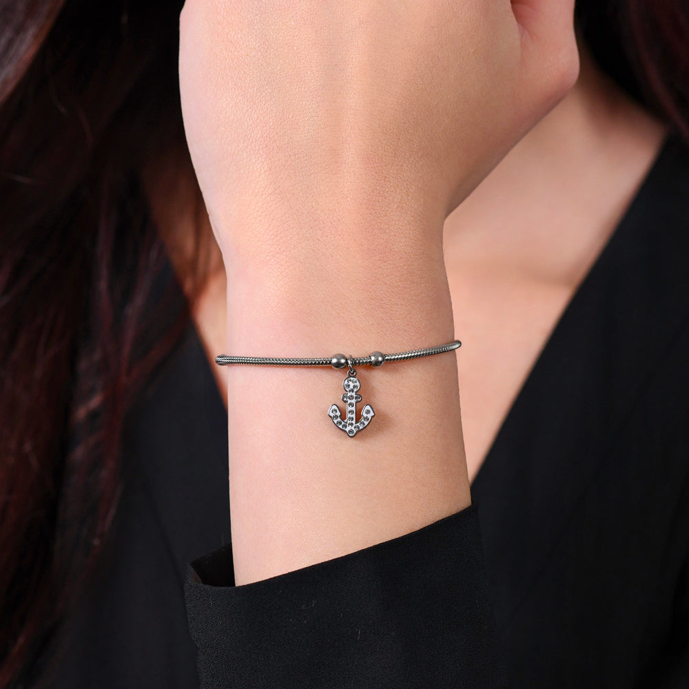 PULSERA DE ACERO PARA MUJER CON ANCLA