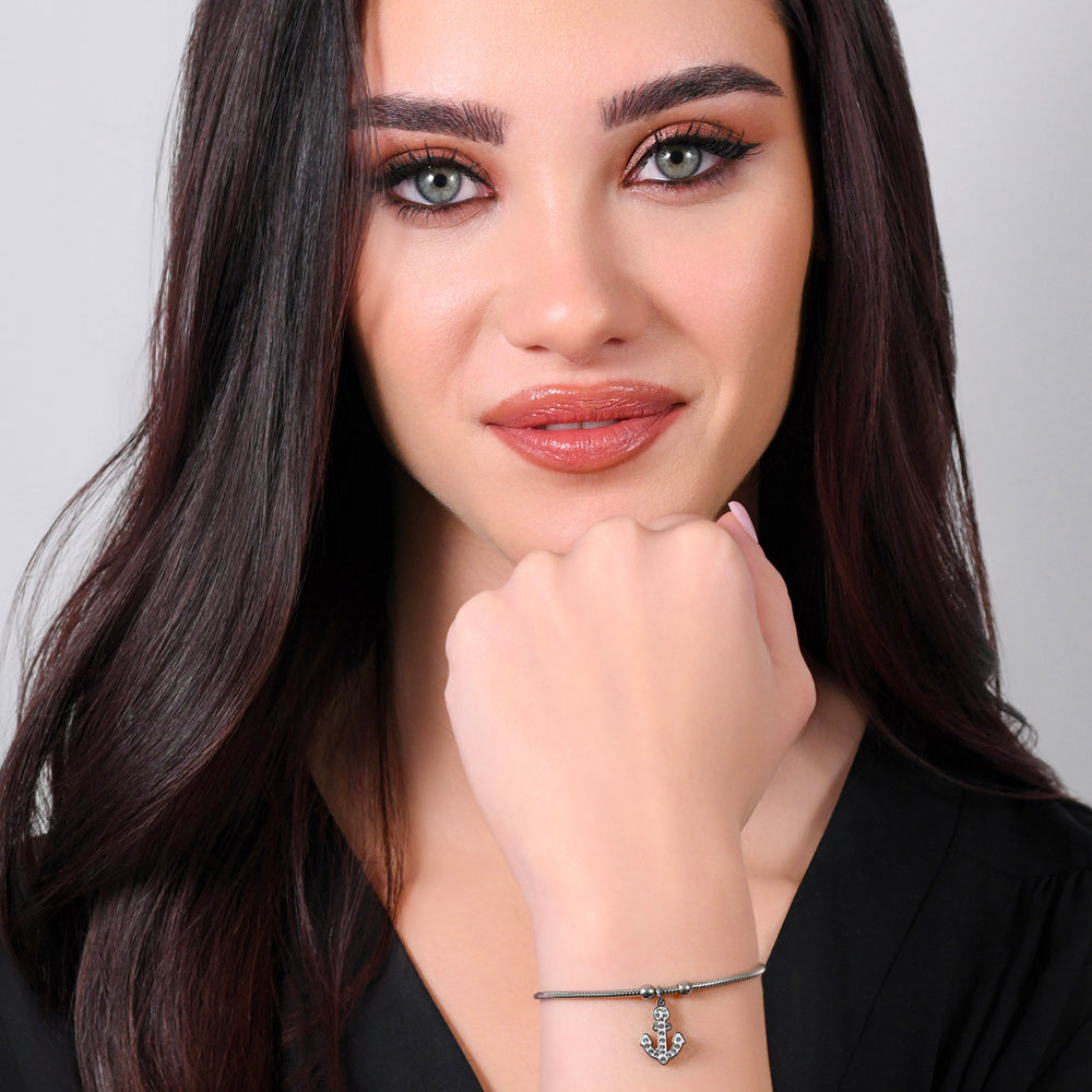 PULSERA DE ACERO PARA MUJER CON ANCLA