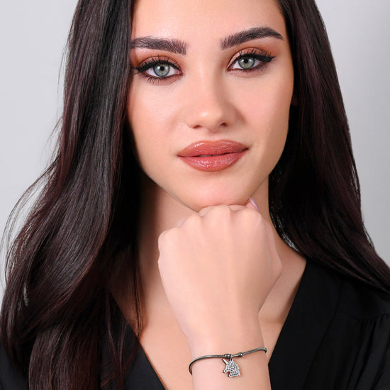 PULSERA DE ACERO PARA MUJER CON UNICORNIO