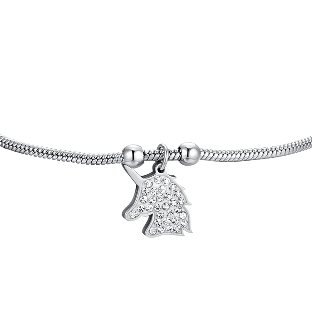 PULSERA DE ACERO PARA MUJER CON UNICORNIO
