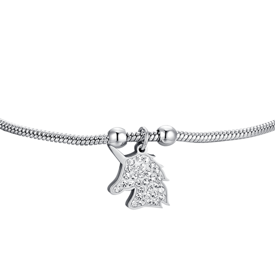 PULSERA DE ACERO PARA MUJER CON UNICORNIO