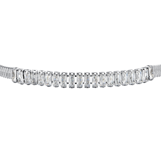 PULSERA DE ACERO CON CIRCONITAS BLANCAS PARA MUJER