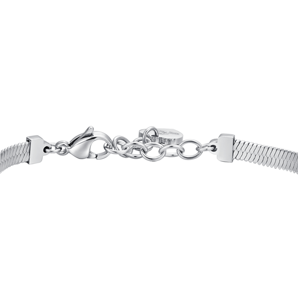 PULSERA DE ACERO CON CIRCONITAS BLANCAS PARA MUJER