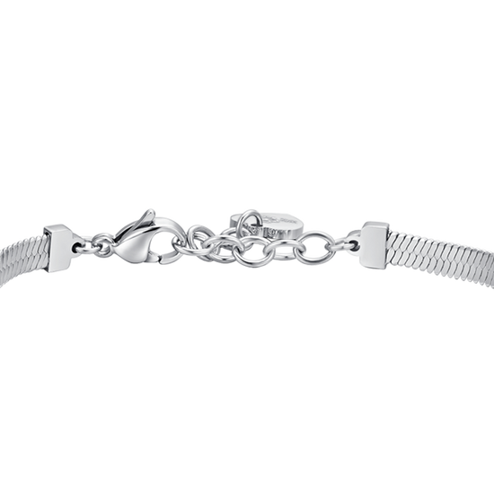PULSERA DE ACERO CON CIRCONITAS BLANCAS PARA MUJER