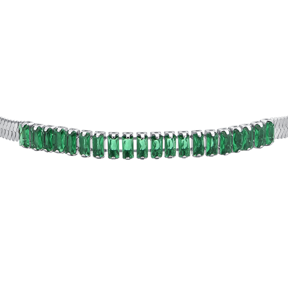 PULSERA DE ACERO CON CIRCONITA VERDE PARA MUJER