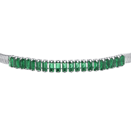 PULSERA DE ACERO CON CIRCONITA VERDE PARA MUJER