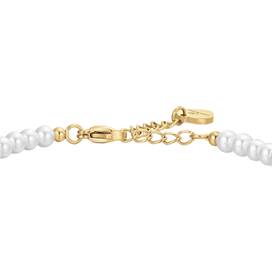 ACERO IP ORO PERLAS Y ROSA PULSERA DE MUJER
