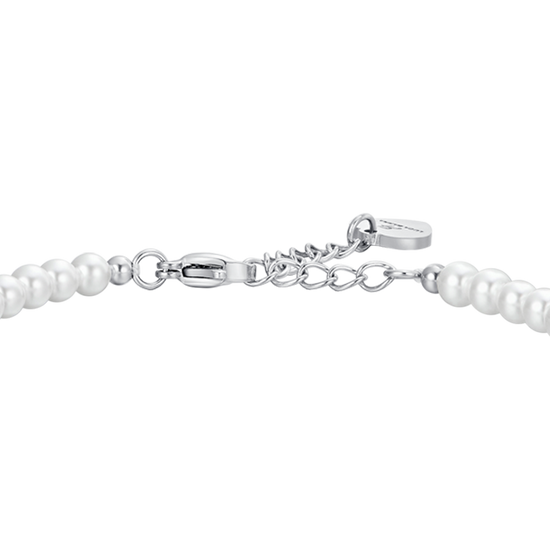 PULSERA DE PERLAS Y ACERO ROSA PARA MUJER