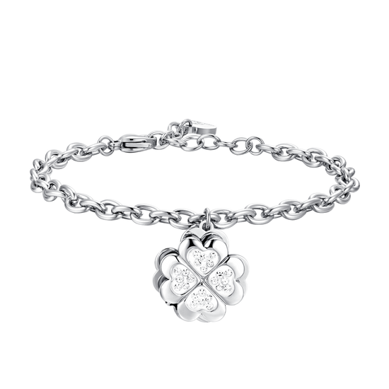 TRÉBOL DE CUATRO HOJAS BRAZALETE GIRATORIO DE ACERO PARA MUJER