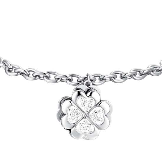 TRÉBOL DE CUATRO HOJAS BRAZALETE GIRATORIO DE ACERO PARA MUJER