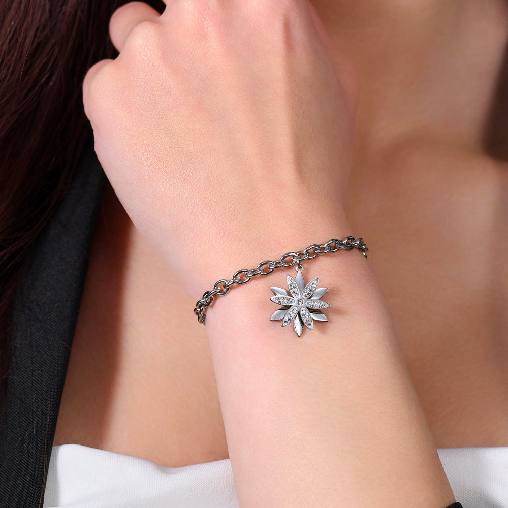 PULSERA GIRATORIA DE ACERO FLOR DE LA VIDA
