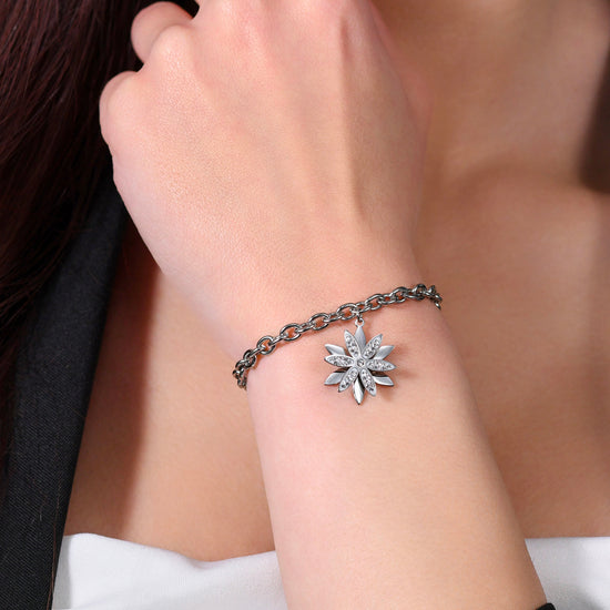 PULSERA GIRATORIA DE ACERO FLOR DE LA VIDA