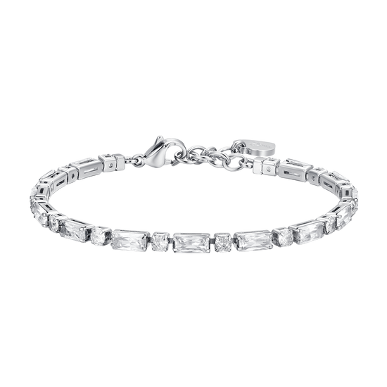 PULSERA DE TENIS DE MUJER DE ACERO CON CIRCONITA CÚBICA BLANCA
