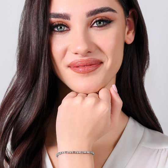 PULSERA DE TENIS DE MUJER DE ACERO CON CIRCONITA CÚBICA BLANCA