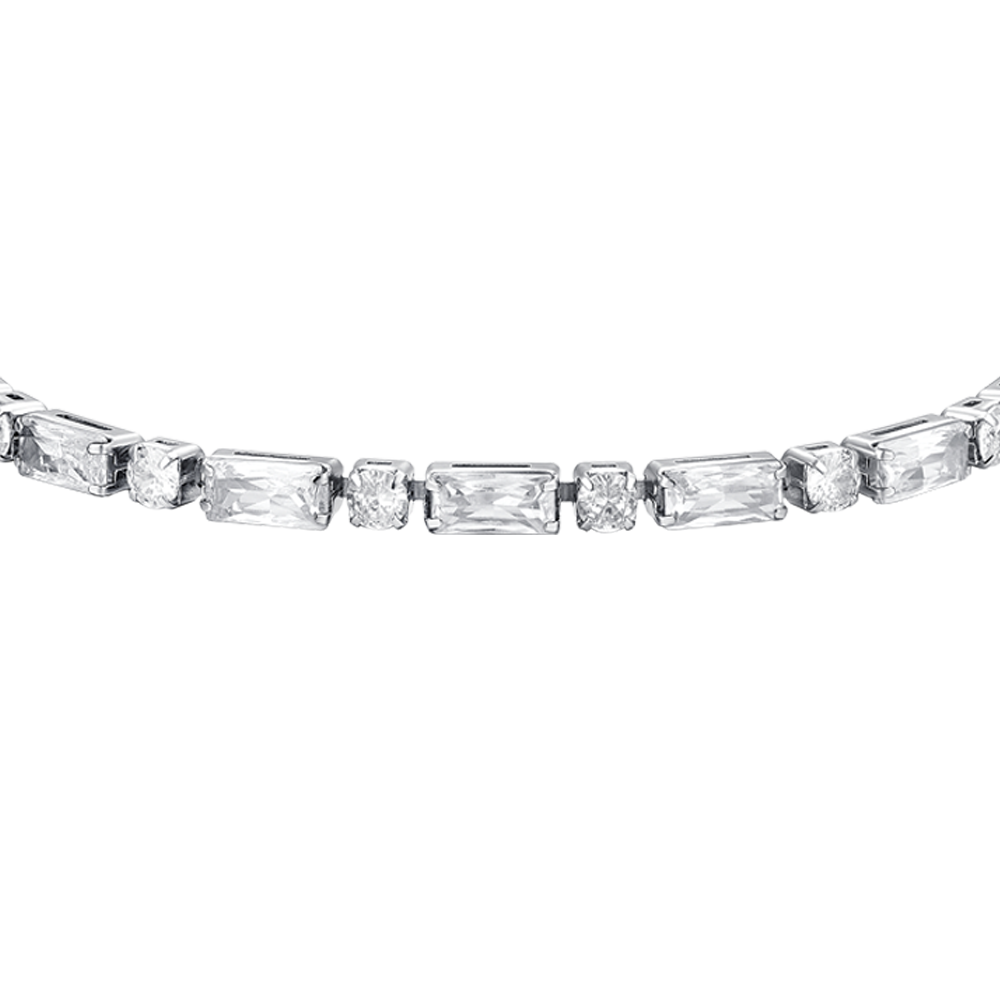 PULSERA DE TENIS DE MUJER DE ACERO CON CIRCONITA CÚBICA BLANCA