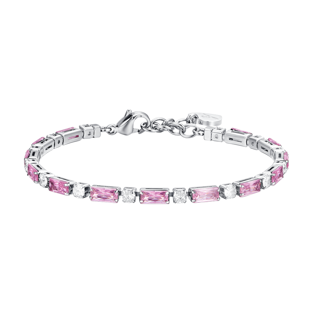 PULSERA TENIS MUJER ACERO CIRCONITA ROSA