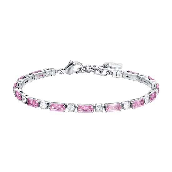 PULSERA TENIS MUJER ACERO CIRCONITA ROSA
