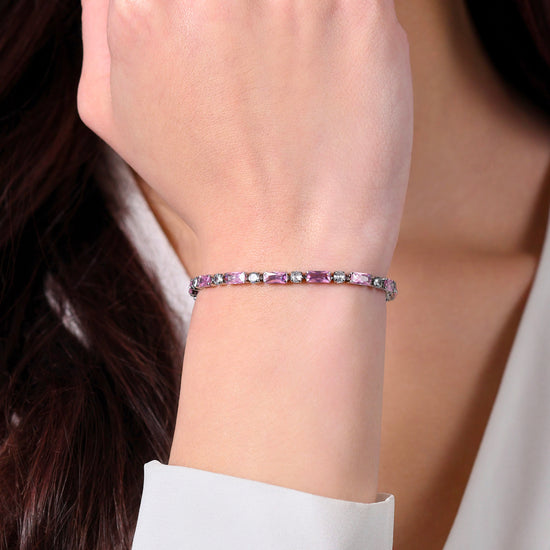 PULSERA TENIS MUJER ACERO CIRCONITA ROSA