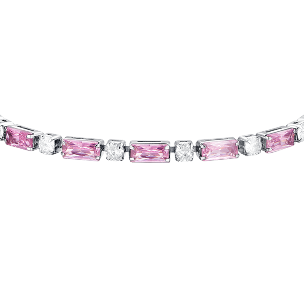 PULSERA TENIS MUJER ACERO CIRCONITA ROSA