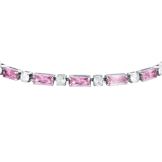 PULSERA TENIS MUJER ACERO CIRCONITA ROSA