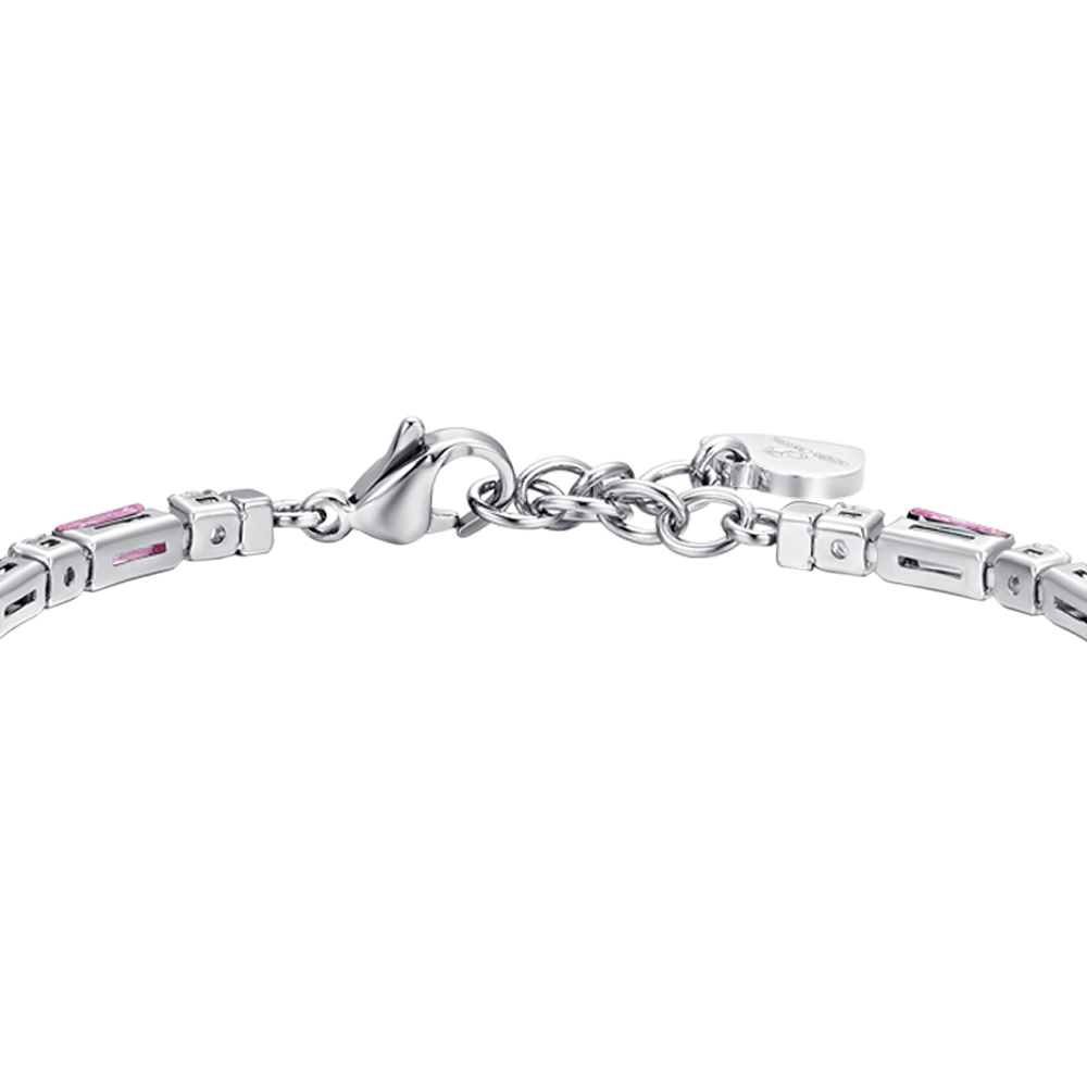 PULSERA TENIS MUJER ACERO CIRCONITA ROSA