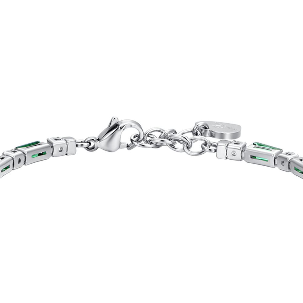 PULSERA DE TENIS DE MUJER DE ACERO CON CIRCONITA CÚBICA VERDE