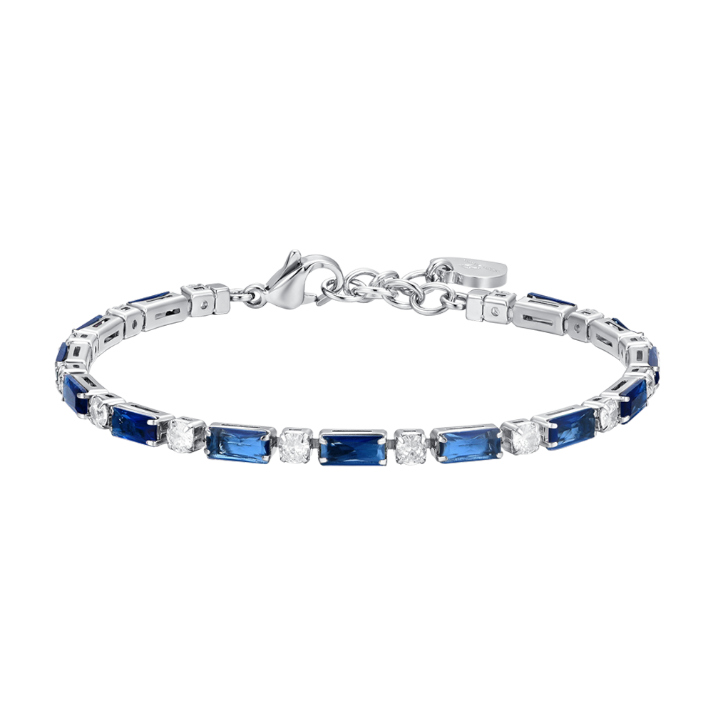 BRACCIALE TENNIS DONNA IN ACCIAIO ZIRCONI BLU Luca Barra