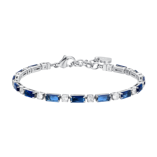 PULSERA TENIS MUJER ACERO CIRCONITA AZUL