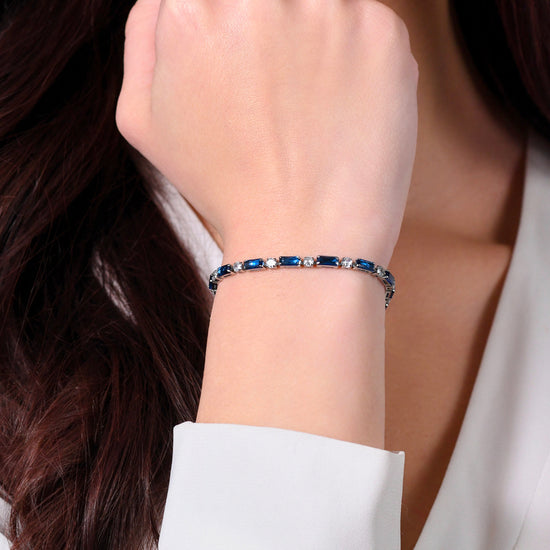 PULSERA TENIS MUJER ACERO CIRCONITA AZUL