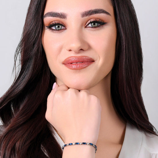 PULSERA TENIS MUJER ACERO CIRCONITA AZUL