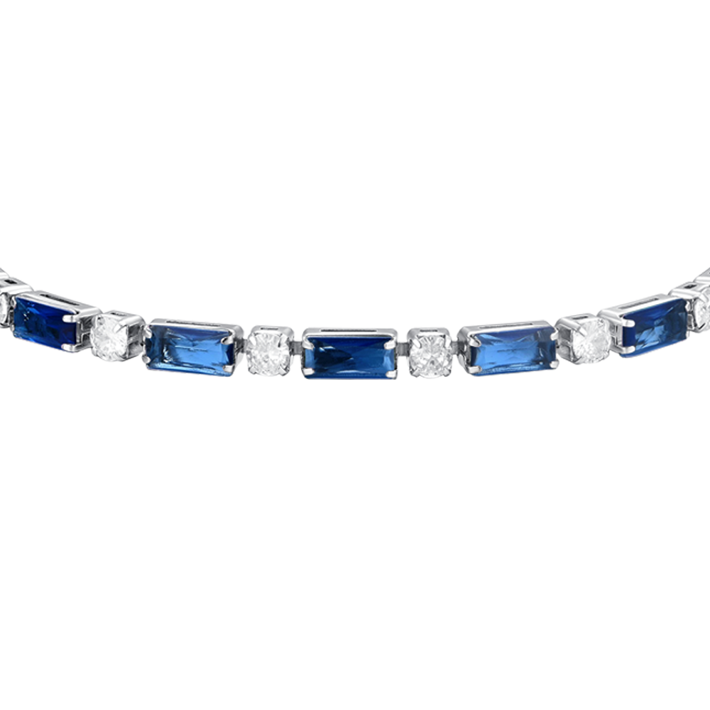 PULSERA TENIS MUJER ACERO CIRCONITA AZUL