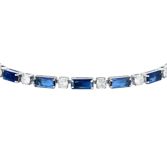 PULSERA TENIS MUJER ACERO CIRCONITA AZUL
