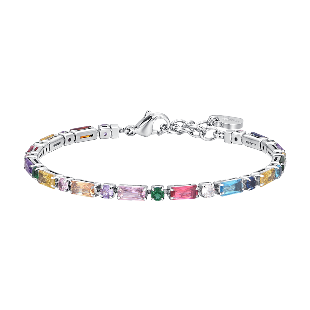 PULSERA TENIS MUJER ACERO CIRCONITA MULTICOLOR
