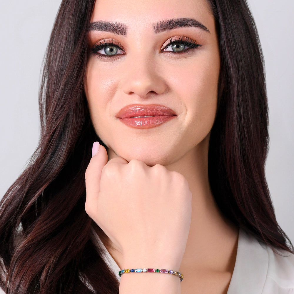 PULSERA TENIS MUJER ACERO CIRCONITA MULTICOLOR