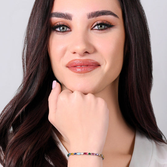 PULSERA TENIS MUJER ACERO CIRCONITA MULTICOLOR