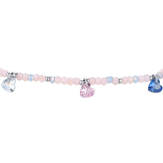 PULSERA DE ACERO PARA MUJER PIEDRAS ROSAS Y CRISTALES MULTICOLORES