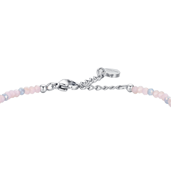PULSERA DE ACERO PARA MUJER PIEDRAS ROSAS Y CRISTALES MULTICOLORES