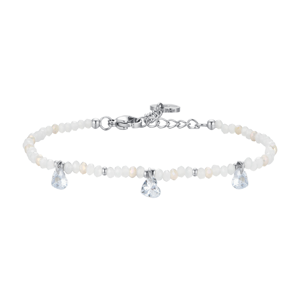PULSERA DE ACERO PARA MUJER PIEDRAS Y CRISTALES BLANCOS